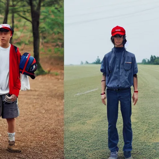 Image similar to real life human ash ketchum in the style of wes anderson