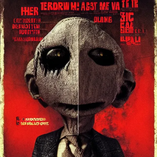 Prompt: a horror movie poster about a creepy puppet, movie poster