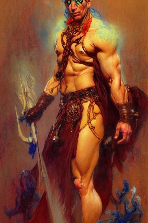 Image similar to male, wizard, character design, painting by gaston bussiere, katsuya terada, frank frazetta, tom of finland, trending on artstation