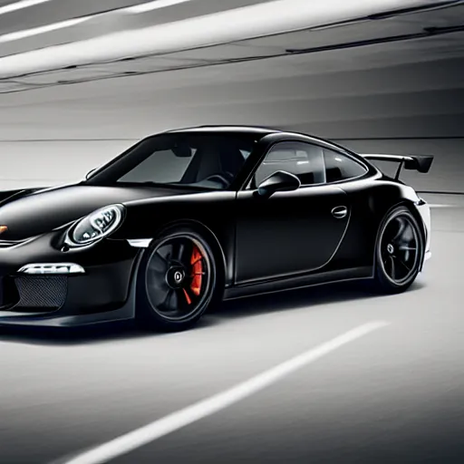 Image similar to a black porsche 9 1 1 gt 3, photo, 4 k