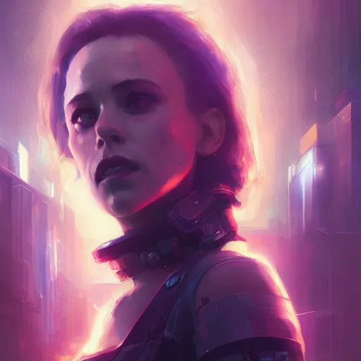 Image similar to cyberpunk rachel mcadams, oil painting, Tooth Wu, Greg Rutkowski, RPG portrait, dynamic lighting, fantasy art, High contrast, depth of field