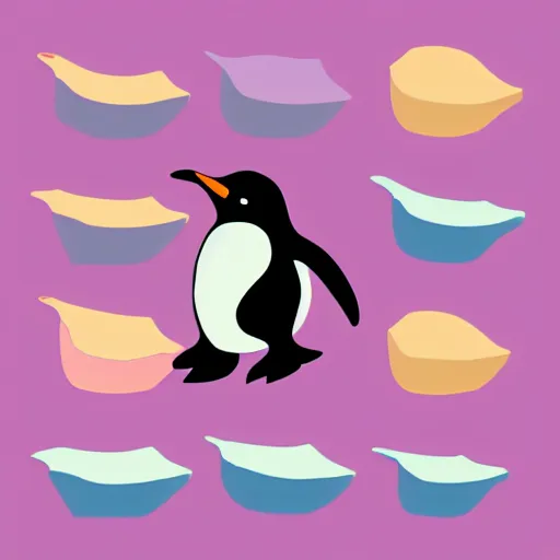 Image similar to a cute penguin flat vector graphic pastel palette