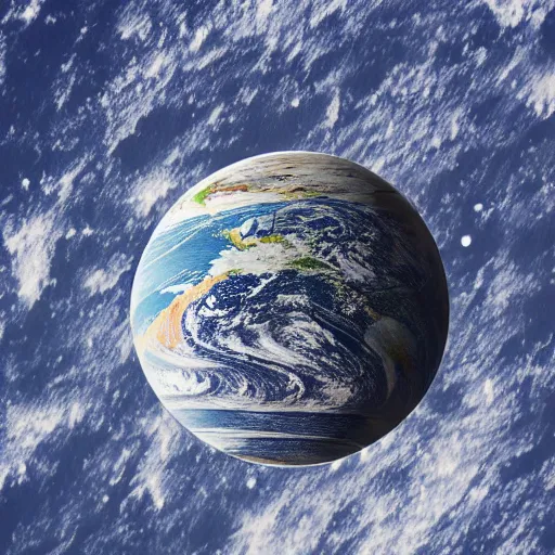 Prompt: photo of planet made out of rubber band ball, view from space