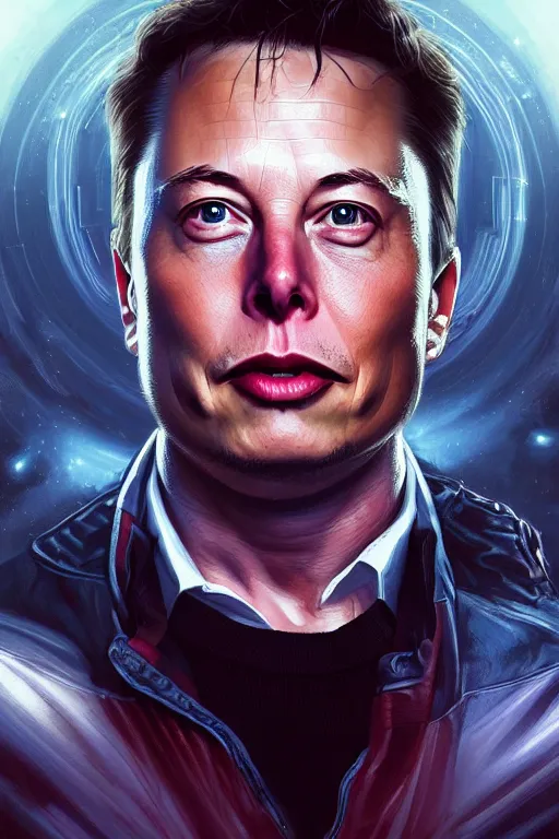 Image similar to elon musk as marty mcfly near delorean, realistic portrait, symmetrical, highly detailed, digital painting, artstation, concept art, smooth, sharp focus, illustration, cinematic lighting, art by artgerm and greg rutkowski and alphonse mucha