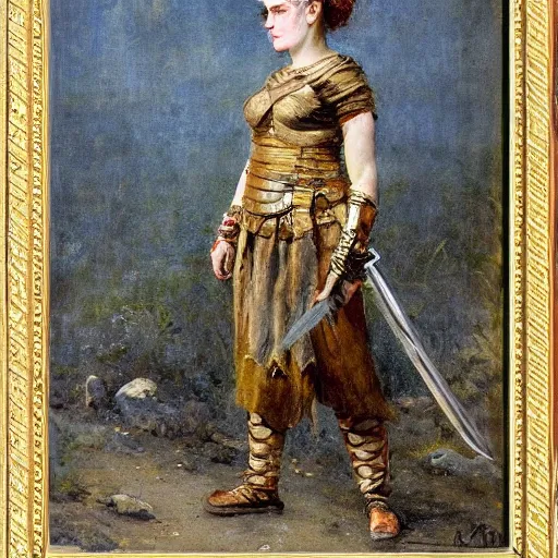 Prompt: female warrior by alfred stevens