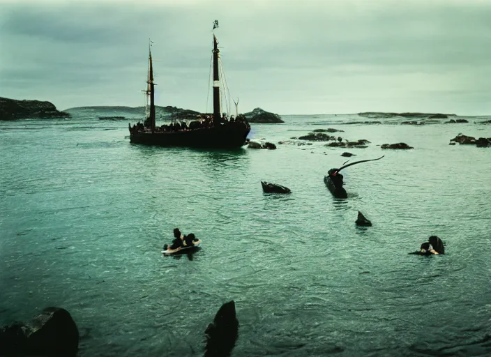 Image similar to photo of the saga of the viking women and their voyage to the waters of the great sea serpent, fujifilm velvia 5 0