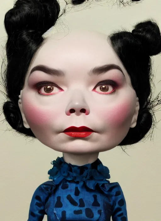 Prompt: bjork as a mark ryden doll, detailed digital art, trending on Artstation