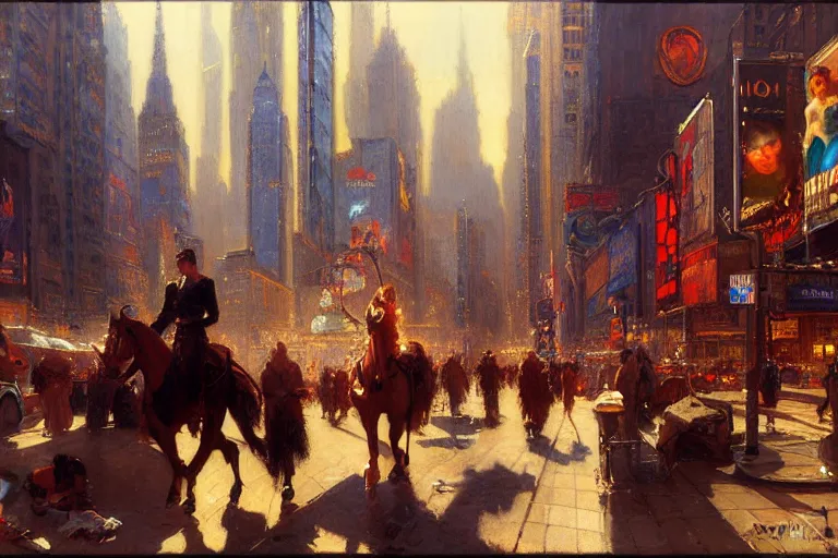 Prompt: nyc, painting by gaston bussiere, craig mullins, j. c. leyendecker, tom of finland