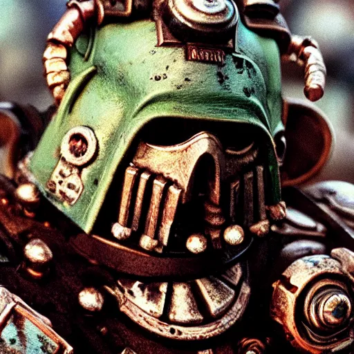 Prompt: Warhammer 40K Plague Marine portrait, photo, cinematic, cinestill 400t film