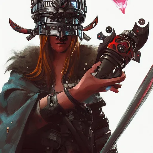 Image similar to cyberpunk viking helmet mask warrior goddess robot ninja fantasy, art gta 5 cover, official fanart behance hd artstation by jesper ejsing, by rhads, makoto shinkai and lois van baarle, ilya kuvshinov, ossdraws