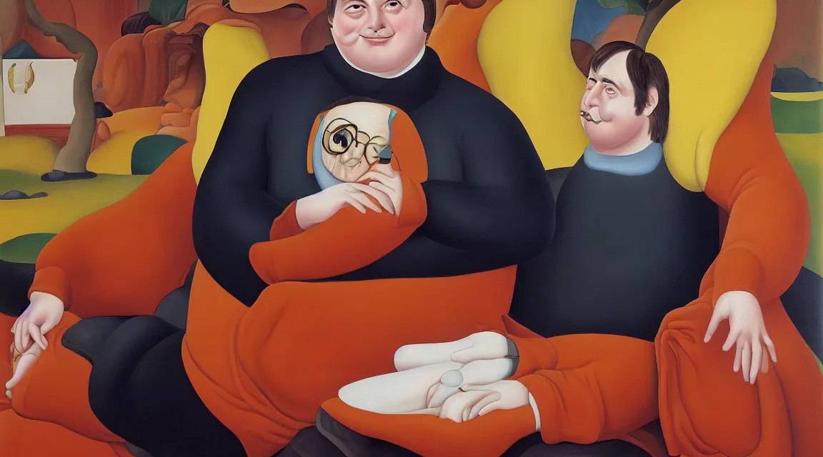 Image similar to portrait of Linus Torvalds painted by fernando botero