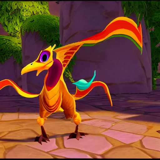 Prompt: screenshot of a griffin bard as an npc in spyro the dragon video game, with playstation 1 graphics, activision blizzard, upscaled to high resolution