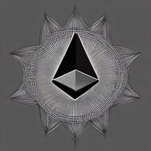Image similar to 3 d of the ethereum symbol, 8 k, high resolution, detailed charcoal drawing, beautiful hd, art nouveau, concept art, colourful artwork, in the style of axel aabrink
