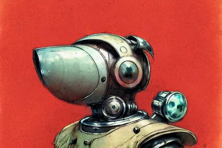 Image similar to adventurer ( ( ( ( ( 1 9 5 0 s retro future robot android dog. muted colors. ) ) ) ) ) by jean baptiste monge!!!!!!!!!!!!!!!!!!!!!!!!! chrome red