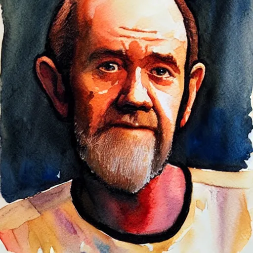 Prompt: george carlin, portrait, watercolor,