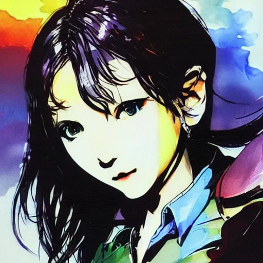 Prompt: 🌈✉️🌙 girl, yoji shinkawa