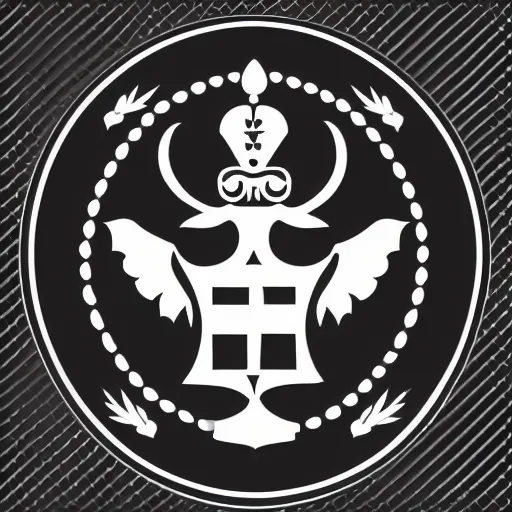 Image similar to coat of arms, simple, vector based, shield, laurel wreath, shotgun, black and white, banner