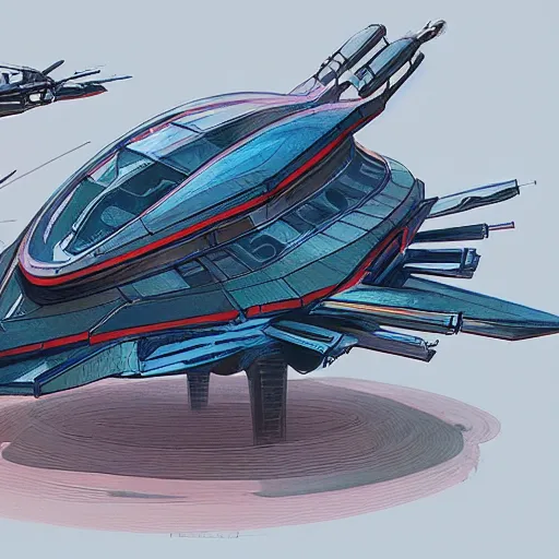 Prompt: coloured pencil of alien spaceship scifi tech hardsurface shape form exploration, big medium small, artstation, colored marker, paper collage, syd mead, ian mcque, concept art