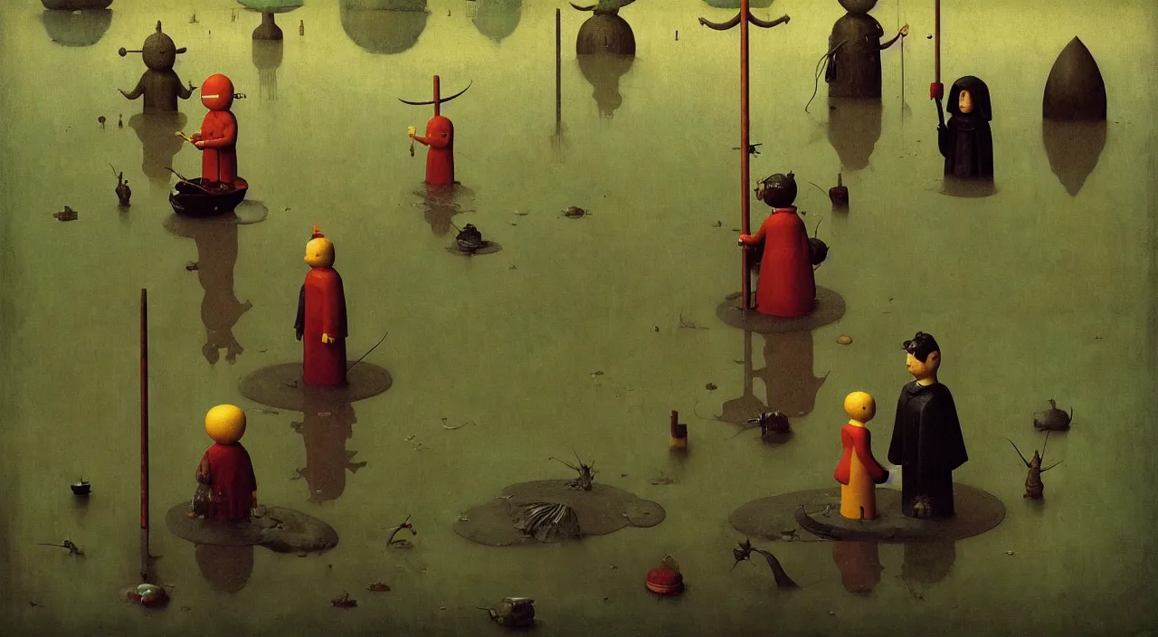 Prompt: single flooded simple!! doll totem!! pole, very coherent and colorful high contrast masterpiece by norman rockwell franz sedlacek hieronymus bosch dean ellis simon stalenhag rene magritte gediminas pranckevicius, dark shadows, sunny day, hard lighting