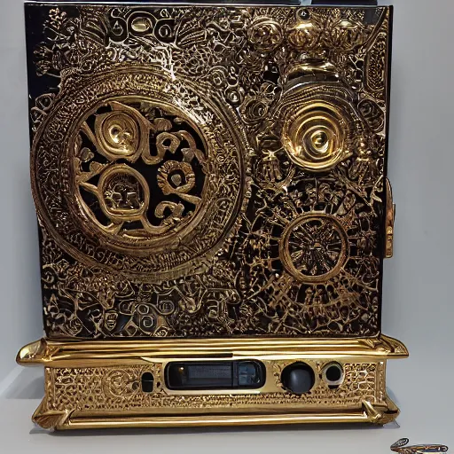 Image similar to the sega saturn bible ornamental intricate gilded with controllers