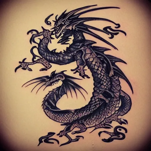 Prompt: “fire breathing dragon, tattoo”