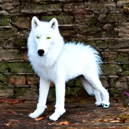 Image similar to a white wolf muppet