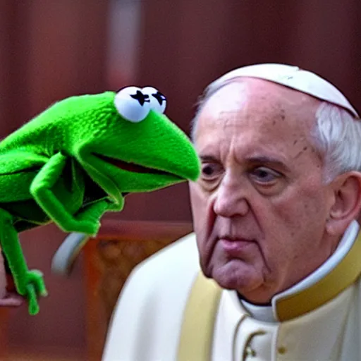 Image similar to Kermit the Frog as the pope