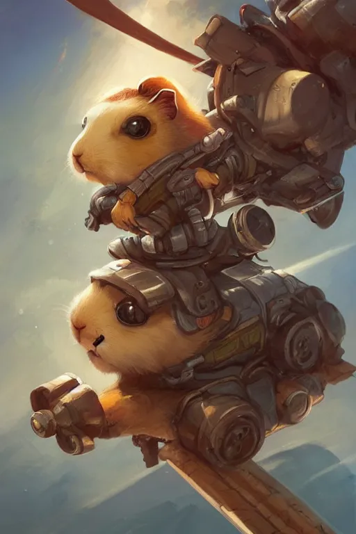 Prompt: cute little anthropomorphic Guinea Pig Piloting a helicopter , tiny, small, short, Pilot outfit, cute and adorable, pretty, beautiful, DnD character art portrait, matte fantasy painting, DeviantArt Artstation, by Jason Felix by Steve Argyle by Tyler Jacobson by Peter Mohrbacher, cinematic lighting