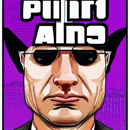 Prompt: Putin as a character from GTA5, cover art