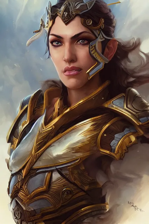 Image similar to amazon valkyrie athena, d & d, fantasy, portrait, highly detailed, headshot, digital painting, trending on artstation, concept art, sharp focus, illustration, art by artgerm and greg rutkowski and magali villeneuve