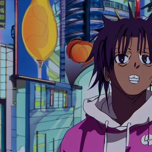 Image similar to Juice WRLD in a Japan anime 4k detail