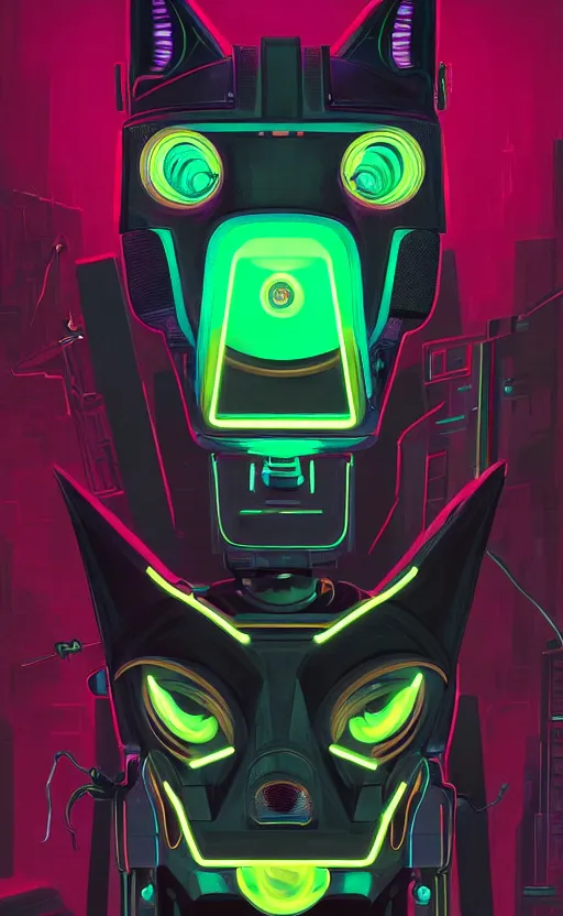 Image similar to poster style, a beautiful and terrifying painting with high details a digital portrait of cyber anubis with robotic jackal head in style of green neon, cyber noir, movie atmosphere, movie lights, 8 k, light effect, rtx on, trending on artstation, by kilian eng, lee madgwick, bastien lecouffe - deharme