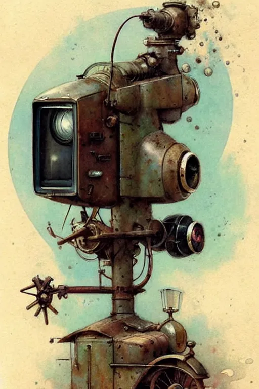 Image similar to (((((1950s steam powered TV . muted colors.))))) by Jean-Baptiste Monge !!!!!!!!!!!!!!!!!!!!!!!!!!!