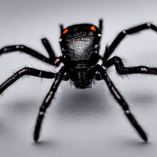 Image similar to macro lens photo of a spider, dynamic lighting, photorealistic, ultra detailed, stunning visuals, blur, studio photo, studio quality lighting, 8 k