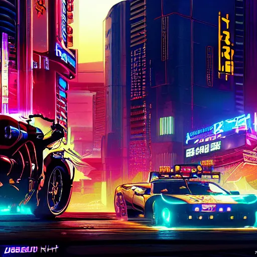 Image similar to cyberpunk 2 0 7 7 night city, drawn in the style of a 9 0 s anime,