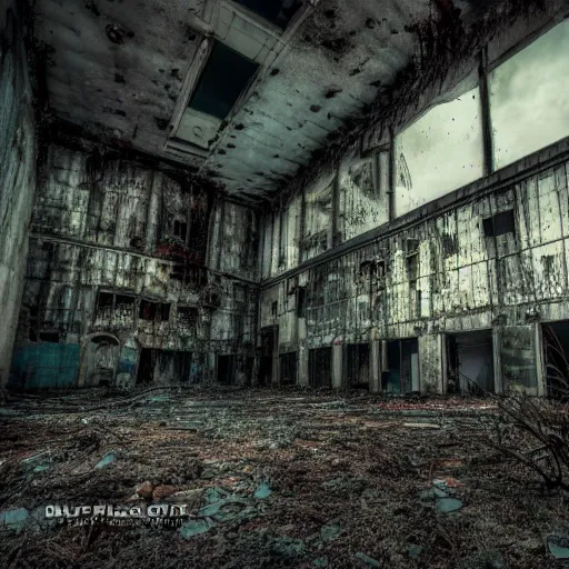 Image similar to professional photograph of an abandoned facility, creepy dream - like reality, hd, high quality, high detail, 4 k, 8 k, sci - fi