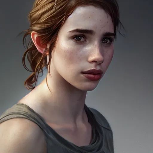 Image similar to ultra realistic illustration, emma roberts from last of us, intricate, elegant, highly detailed, digital painting, artstation, concept art, smooth, sharp focus, illustration, art by artgerm and greg rutkowski and alphonse mucha