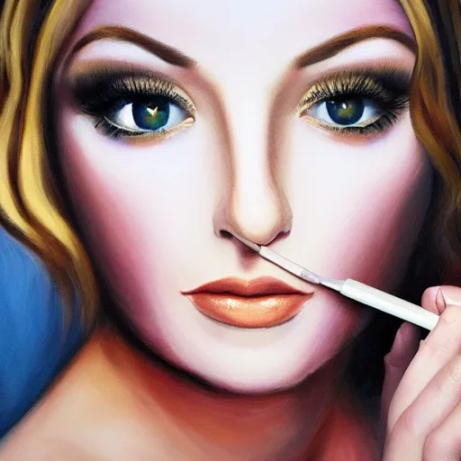 Prompt: medical heating eye bag, in the glamour style, oil painting, high definition, airbrush,