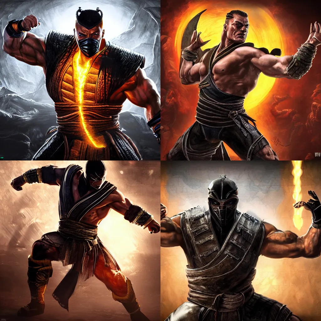 Prompt: van damm in mortal kombat mk 1 1 video game splash screen concept art detailed artofmtg