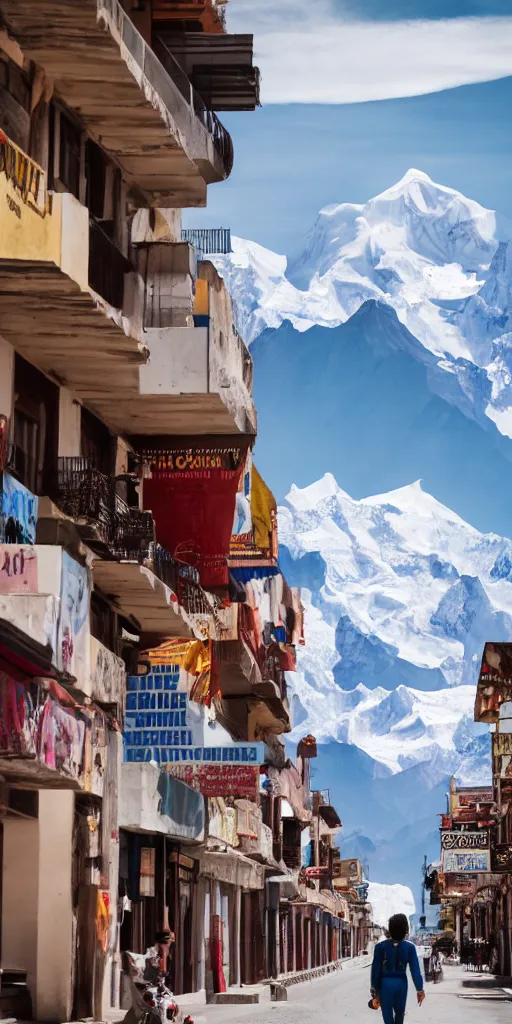 Prompt: a photography of elvis presley in the streets of la paz, with the illimani in the background, profesional photography, 1 4 mm, cinematic photography, high resolution, 4 k