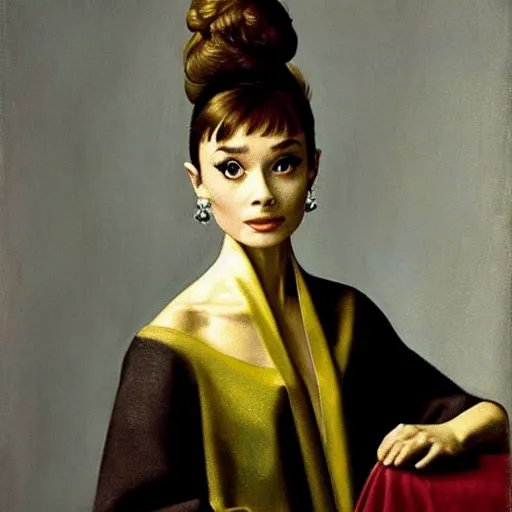 Image similar to audrey hepburn art by johannes vermeer