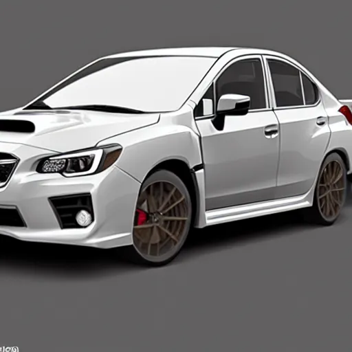 Prompt: white Subaru WRX, isometric 3D render