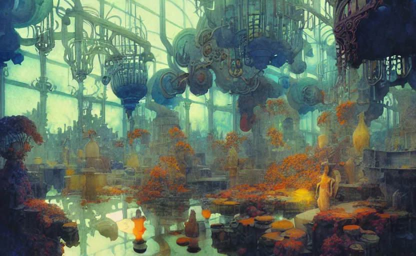 Image similar to alchemy laboratory, fantasy. intricate, amazing composition, colorful watercolor, by ruan jia, by maxfield parrish, by marc simonetti, by hikari shimoda, by robert hubert, by zhang kechun, illustration, gloomy