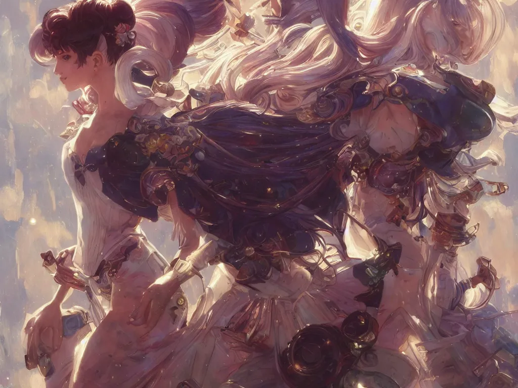 Image similar to Sailor Moon in Wallace and Gromit, cinematic lighting, battered, sci-fi, fantasy, intricate, elegant, highly detailed, digital painting, artstation, concept art, smooth, sharp focus, illustration, art by artgerm and greg rutkowski and alphonse mucha