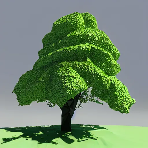 Image similar to a low poly 3d object of the tree, large and majestic