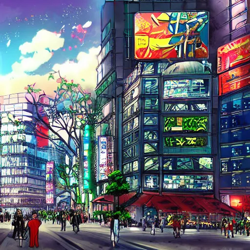 Tokyo city by night anime and manga drawing neon, an art print by Art Style  - INPRNT