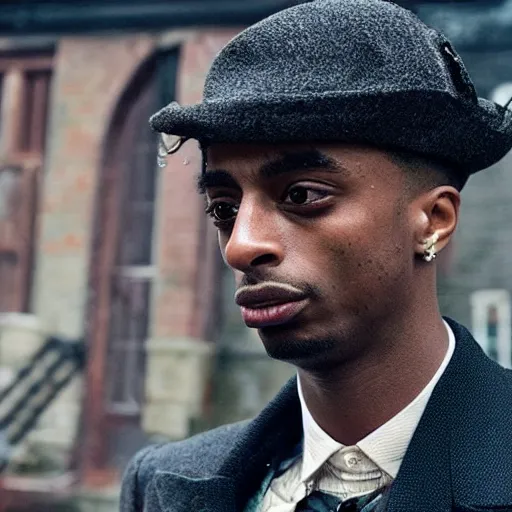 Image similar to playboi carti in peaky blinders 4 k the detailed super realistic