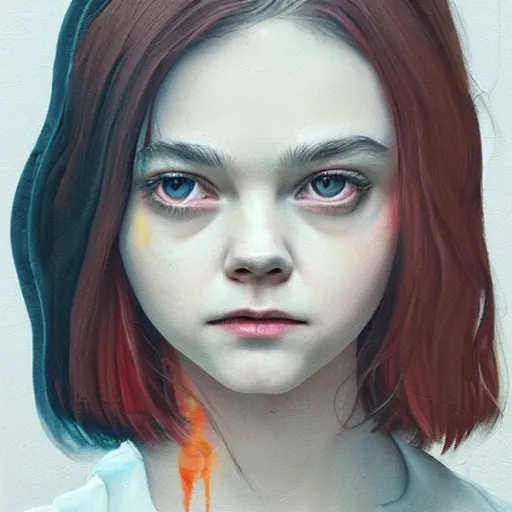 Prompt: elle fanning, christina ricci, anya taylor joy picture by sachin tang, asymmetrical, dark vibes, realistic painting, organic painting, matte painting, geometric shapes, hard edges, graffiti, street art : 2 by sachin teng : 4