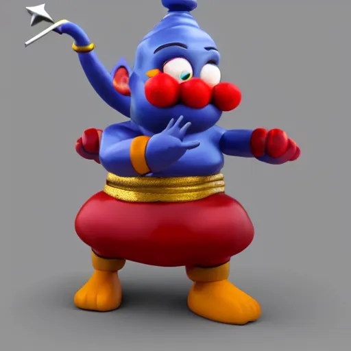 Image similar to friendly genie mascot for a website, 3 d render character art 8 k