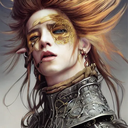 Image similar to portrait, headshot, insanely nice professional hair style, dramatic hair color, digital painting, of a old 17th century, old cyborg merchant, amber jewels, baroque, ornate clothing, scifi, realistic, hyperdetailed, chiaroscuro, concept art, art by Franz Hals and Jon Foster and Ayami Kojima and Amano and Karol Bak,